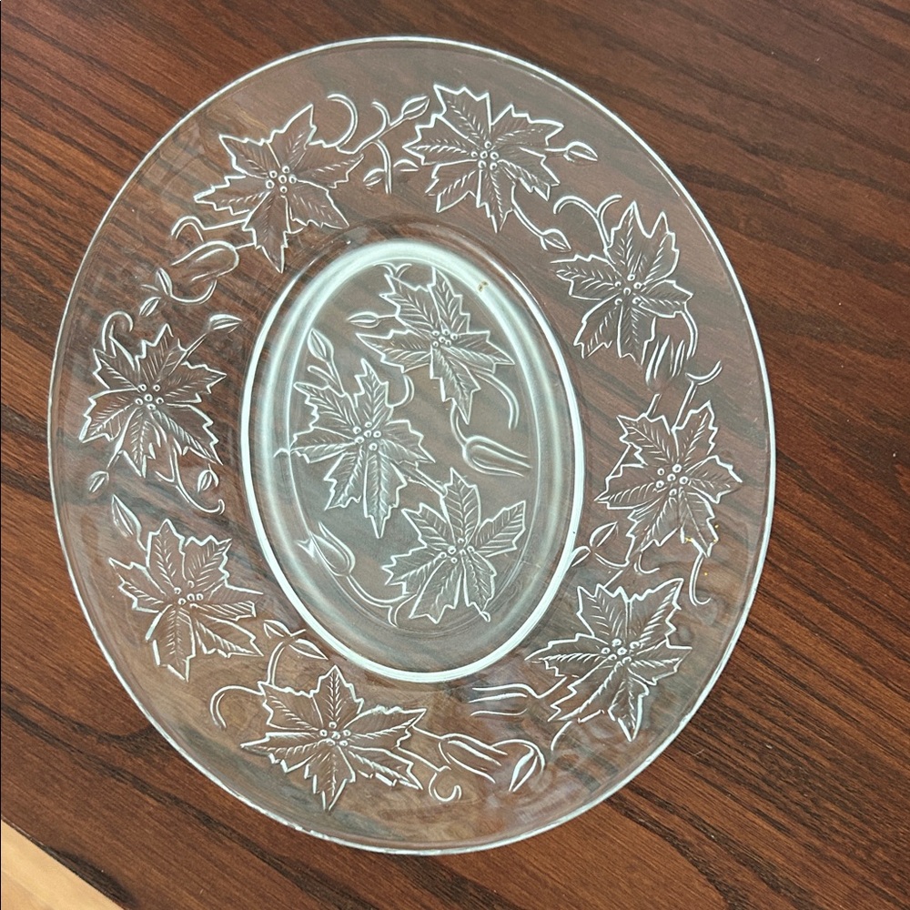 Princess House Christmas Glass Floral Dinner Plate